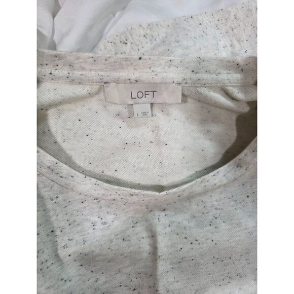 Loft Womens Speckled Knit Long Sleeve Top With Tie Hem & Layered Hem Detail - Picture 2 of 7